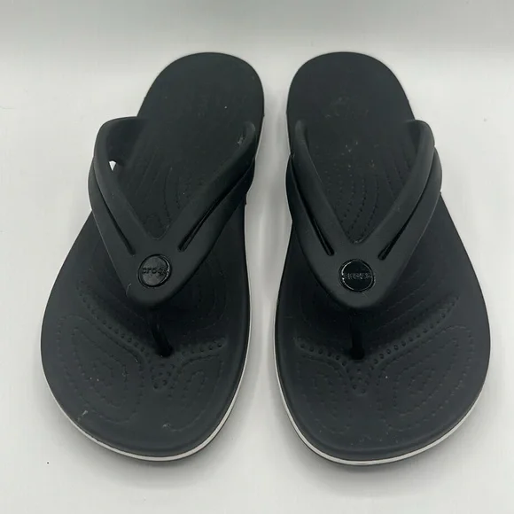 Crocs Crocband Flip Flops Womens Size 10 Sandals Graphite Black Waterproof Thong - Picture 11 of 12